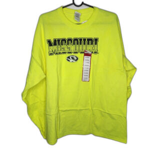 Long Sleeve Men Shirt Neon Yellow Missouri  Print XL